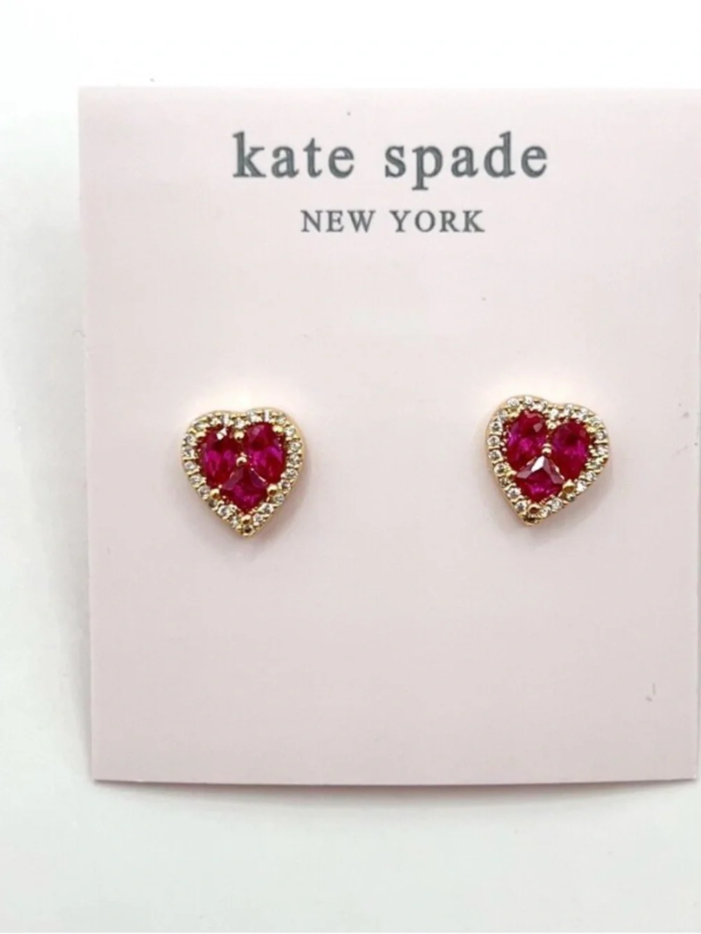 kate spade Heart Stud Earrings in Hot Pink with Gold Trim